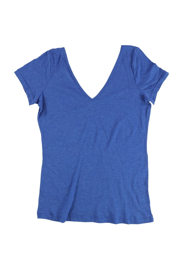 Womens Solid Basic T-Shirt, Blue, Large