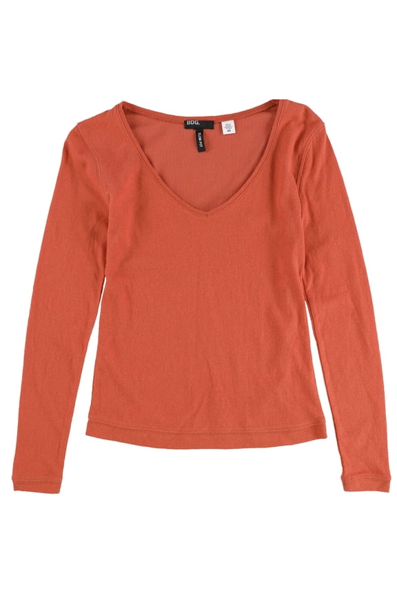 Womens Solid Basic T-Shirt, Orange, Medium