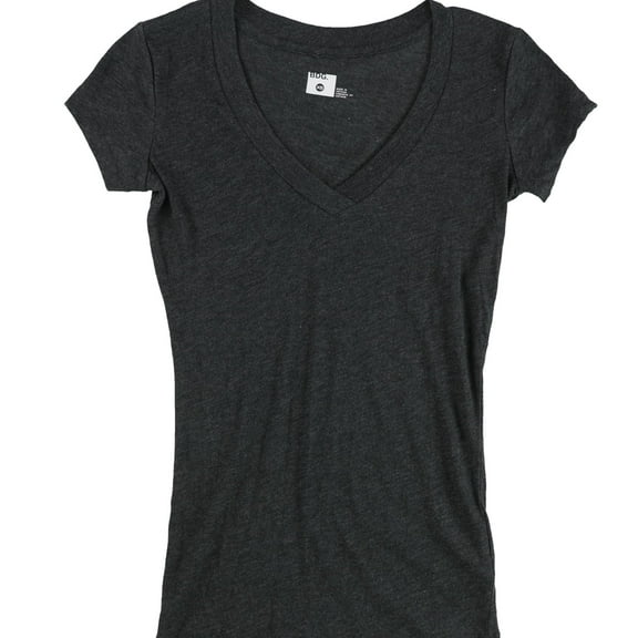 BDG Womens Solid V-Neck Basic T-Shirt, Grey, X-Small