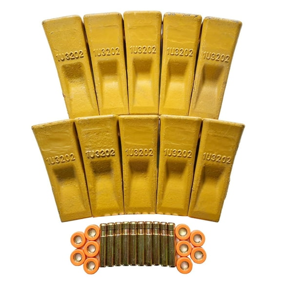 BDI Wear Parts 1U3202 Excavator Bucket Teeth, Caterpillar Bucket Tooth Takes Pins 8E6208 and Retainers 8E6209 for J200 Series (10PK)