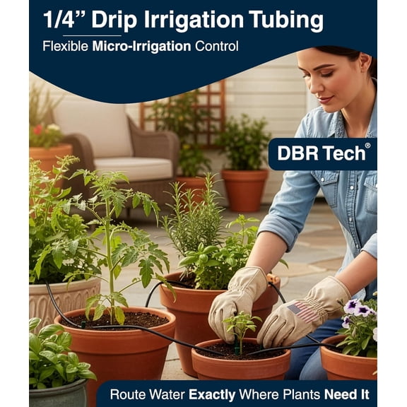 BDIUA- 1/4 Drip Irrigation Tubing, 100 Feet, Flexible PVC Plastic Drip Irrigation Hose for Gardening, Misting, Hydroponics and DIY Landscape Garden Projects, Blank Distribution (100ft, Black)