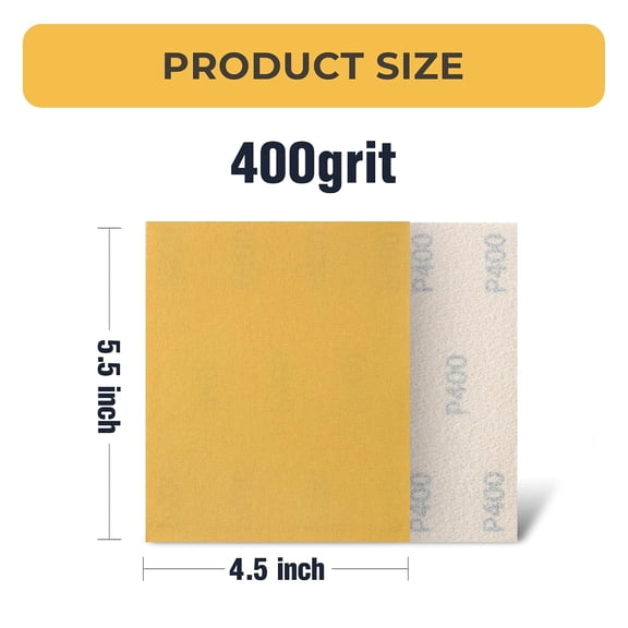 BDIUA-1/4 Sheet Sandpaper 100PCS Hoop and Loop Sandpaper 5.5" x 4.5" Sandpaper for Palm Sander 400 Grit Sanding Sheets for Wood Woodworking and Automotive