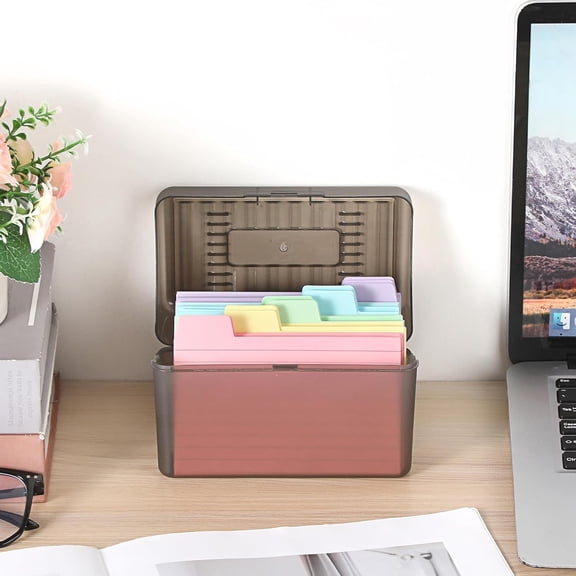 BDIUA-1 Pack 3 x 5 inch Index Card Box-Index Card Holder Notecard Box Recipe Card Box Plastic Storage Organizer for Filling Index Cards,Note cards, Flashcards, Recipes and etc,Grey