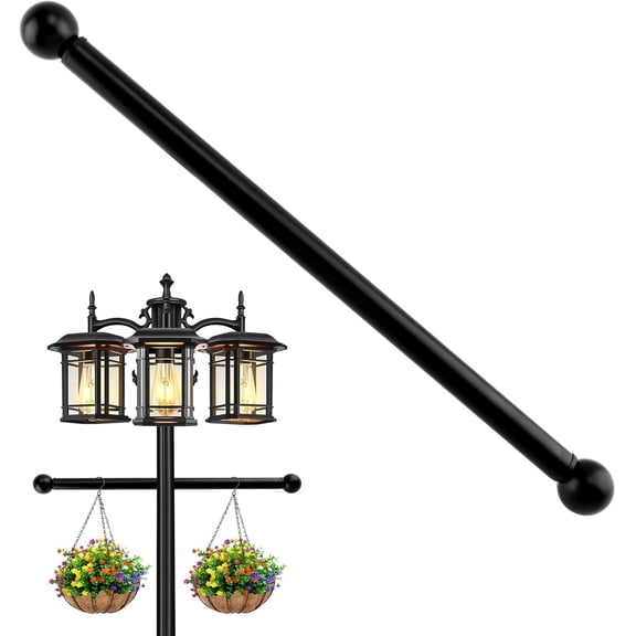 BDIUA-1 Pack Lamp Post Cross Arm Zinc Plating Cross Arm Ladder Rest with Removable Knobs 16 inch Crosss Arms Replacement for Outdoor Lamp Posts Pole Light, Black