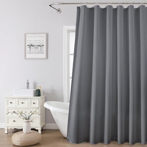 BDIUA-1 Pack Water-Repellent Fabric Shower Curtain Liner - Hotel Quality Machine Washable, 3 Heavy-Duty Magnets with Rustproof Grommets & Weighted Hem, Standard Size 72x72in Grey