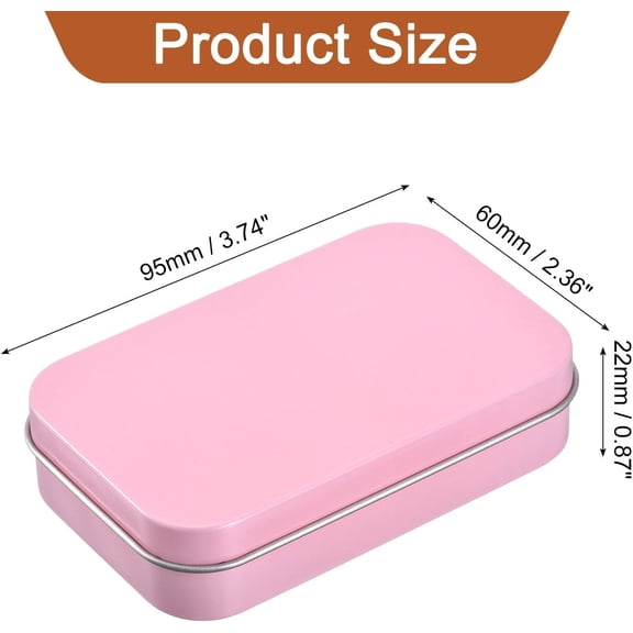 BDIUA-1 Pcs Metal Tin Box Container, 3.7x2.4x0.9 Inch Rectangular Empty Box Home Organizer Mini Portable Storage Containers with Lids for Candy Drawing Pin Crafts, Pink
