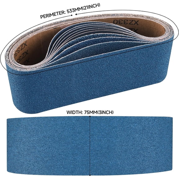 BDIUA-10-Piece 3 x 21 Inch 40-400 Grit Zirconia Sanding Belts, Heavy Duty Long-lasting Sanding Bands for Belt Sander, Rust Paint Removal, Wood Metal Grinding and Finishing