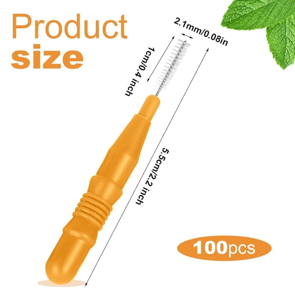 BDIUA-100 Pcs Braces Dental Brush Flosser for Cleaner Interdental Brush Toothpick Tooth Flossing Head Oral Dental Toothpick Cleaners Cleaning Tool(Orange)