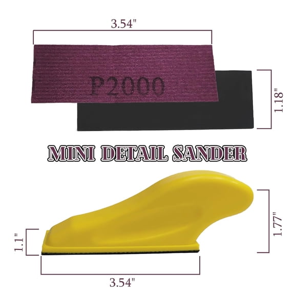 BDIUA-100Pcs Micro Detail Sander Paper Kit Wet Dry Sandpaper 320 400 600 800 1000 1200 1500 2000 2500 3000 Grit 3.5x 1Hand Sanding Block with Hook and Loop Sanding Strips for Craft, Wood and Metal