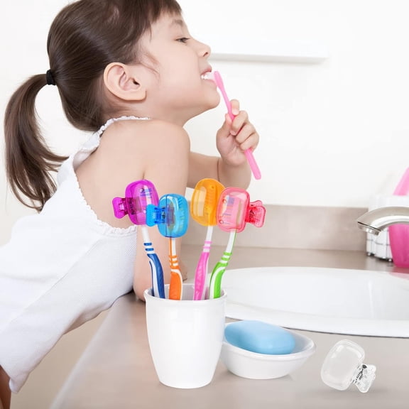 BDIUA-12 Pack Toothbrush Cover Cap Toothbrush Coverings Clips Portable Toothbrush Protector Toothbrush Storage Head Cover for Bathroom Home Travel Toothbrush Case