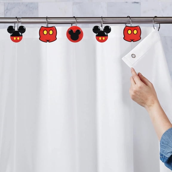 BDIUA-12 Pieces Mouse Shower Curtain Hooks Rings, Mouse Theme Decorative Shower Hooks for Shower Curtain, Stainless Steel Decorative Shower Hangers Rings for Bathroom