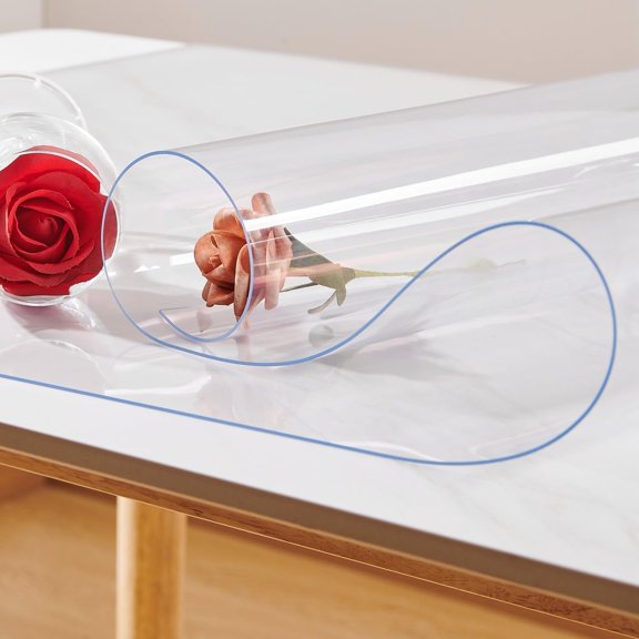 BDIUA-12 x 16 Inch 1.5mm Thick Clear Table Protector, Plastic Tablecloth PVC Waterproof Table Cover Protector Vinyl Desk Pad Mat for Coffee Table End Table Night Stand Dresser Vanity Makeup Decor