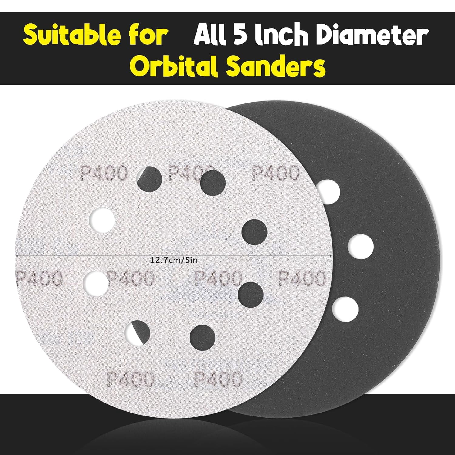 BDIUA-140Pcs 5 Inch Sanding Discs Hook & Loop Sandpaper, 400 600 800 ...