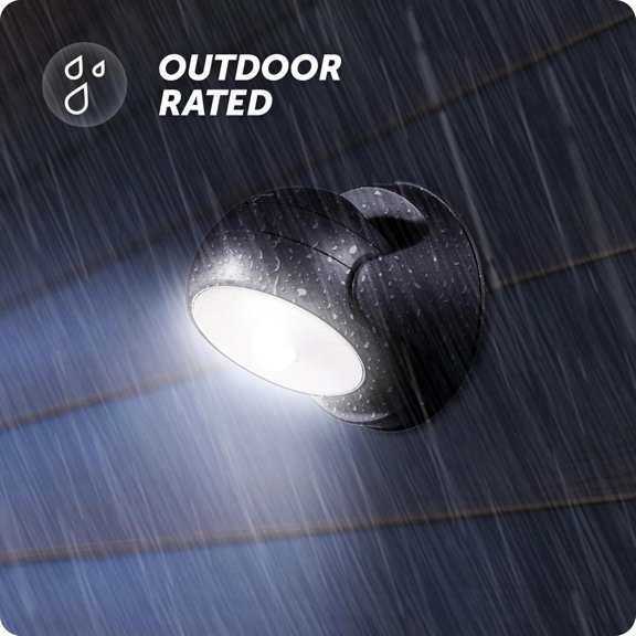 BDIUA-17000183 160-Degree 3W Black 250 Lumens Battery Operated Outdoor Integrated LED Orb Light Security Light, Rotating Lamp Head, Outside House Lights