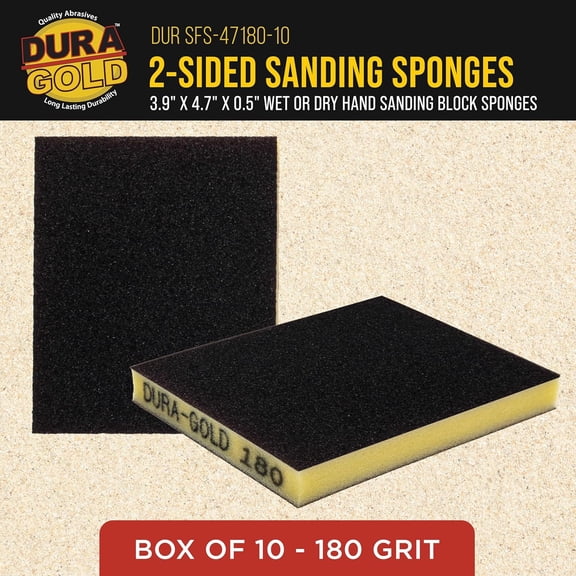 BDIUA-180 Grit Double-Sided Sanding Sponges, Box of 10 - Performance Flex 4.7" x 3.9" Wet or Dry Flexible Softback Sandpaper Sponges, Hand Sanding Abrasive Block Pad - Home, Wood, Metal Auto Paint
