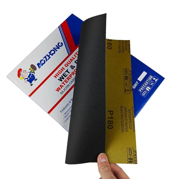 BDIUA-180 Grit Sand Paper, 9 x 11 Inch, 25 Pcs Wet Dry Sandpaper Sheets, Silicon Carbide for Wood, Metal, Automotive Sanding and Polishing, Waterproof and Durable