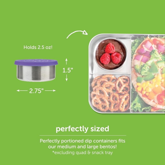 BDIUA-2.5 oz Stainless Steel Dressing Container for Condiments, Dips, Snacks, Dipping Sauce Cups with Silicone Lid, Fits in Lunch Bags and Bento Boxes - Set of 2 (Blue)