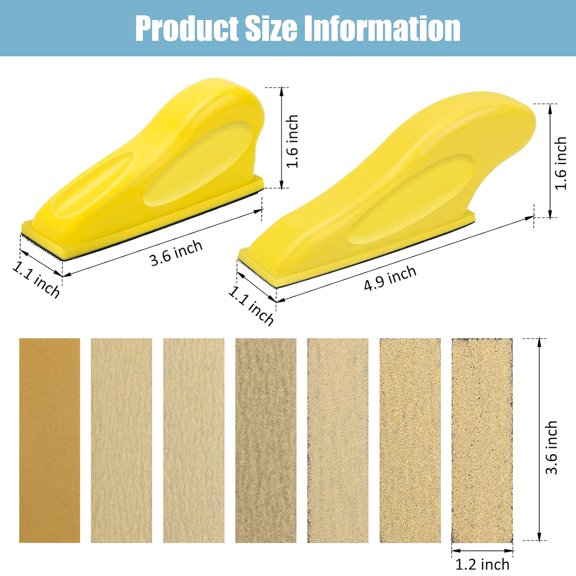 BDIUA-2+70 Pcs Mini Detail Sander, Finger Sanders for Wood Micro Sander for Detail Work Finger Sander for Crafts Small Projects, Include 40 60 80 120 150 220 400 Grit Sandpaper