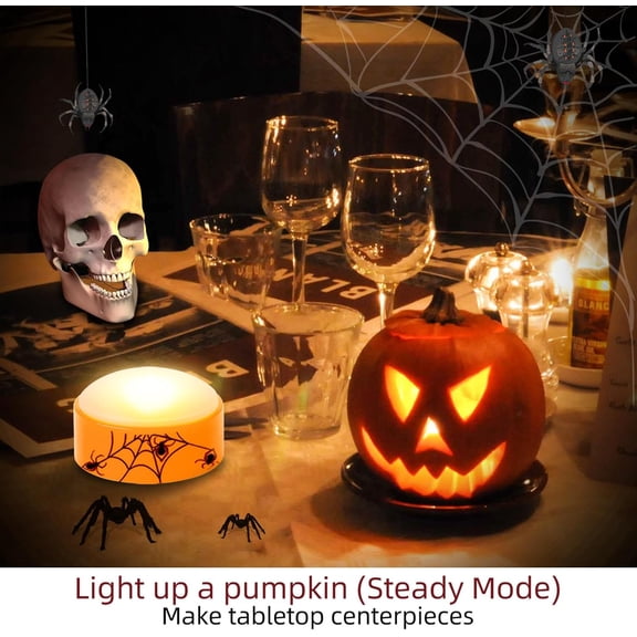BDIUA-2 PCS Halloween LED Pumpkin Lights with Timer and Remote, Battery Operated Jack-O-Lantern Orange Light for Halloween Decor, Flameless Candles for Pumpkin Decoration