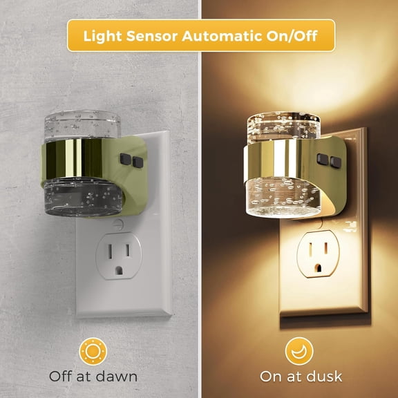 BDIUA-2 Pack 3CCT Night Lights Plug into Wall, 3000K/4000k/5000K Adjustable Color Temperature Night Light,Bubble Nightlight with Dusk to Dawn Sensor for Rooms Bathroom Hallway