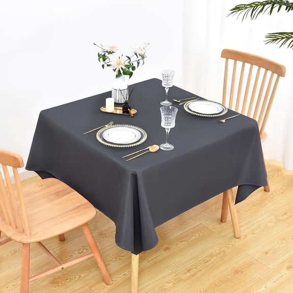 BDIUA-2 Pack 48x48 Inch Square Tablecloth, Washable and Reusable Polyester Fabric Table Cloth, Solid Grey Table Cover for Dining, Wedding, Holiday Party Banquet Tabletop Decoration