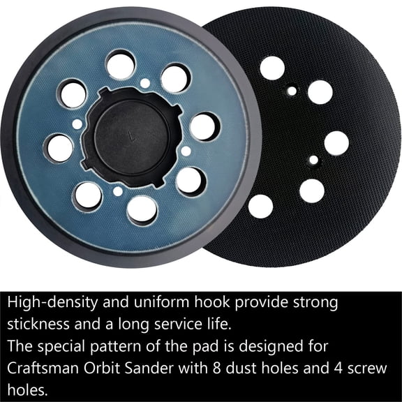 BDIUA-2 Pack 5 Inch 8 Hole Hook and Loop Replacement Sanding Backing Pad Sander Pad for 5" Craftsman CMCW220B & CMEW231 Random Orbit Sander