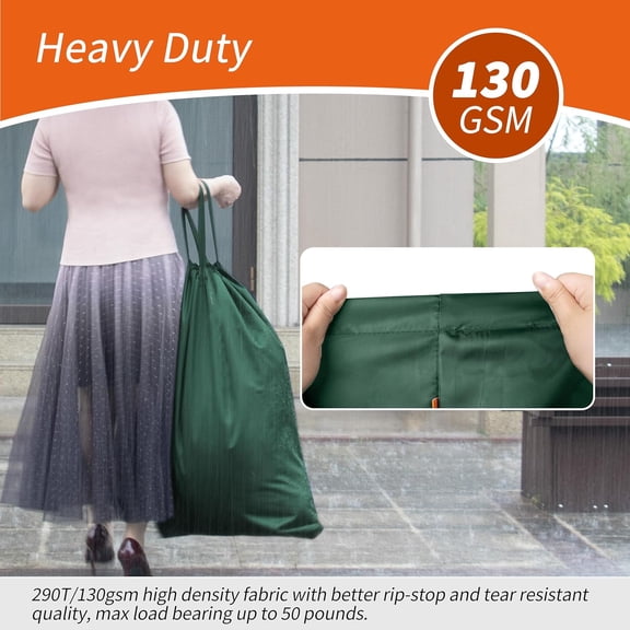 BDIUA-2 Pack Extra Heavy-Duty Laundry Bag 28x36- Machine Washable Large Storage Bag with Reinforced Handles & Drawstring Closure & ID Tag for College Dorm Travel - Green