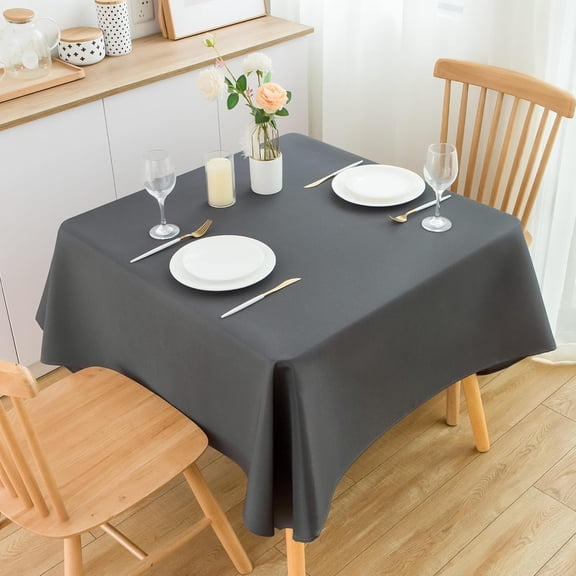 BDIUA-2 Pack Square Table Cloth 48X48 Inch Grey Washable Fabric Tablecloth Polyester Solid Dining Table Cover for Birthday Party Dinner Holiday Outdoor Indoor
