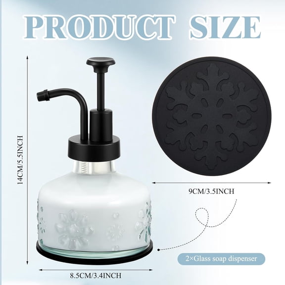 BDIUA-2 Pcs Antique Soap Dispenser Kitchen Bathroom Countertop Glass Soap Pump Dispenser Refillable Rustic Small Liquid Container with Non Slip Silicone Coaster(Clear)