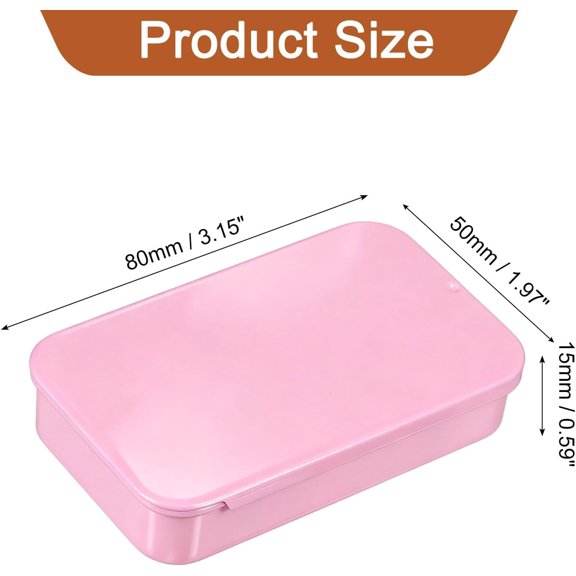 BDIUA-2 Pcs Pink Metal Tin Box Containers, 3.1x2x0.6 Inch Slide Top Storage Box, Portable Mini Tin Case for Candy Cosmetic Crafts