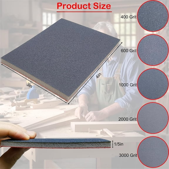 BDIUA-20 PCS 3 x 4 Inch 400-3000 Grit Ultra Fine Sanding Sponge, Soft Foam Sanding Sponge Paper Sandpaper for 1/8" Palm Pneumatic Sheet Sander Work for Automotive Metal Wood Furniture Polishing