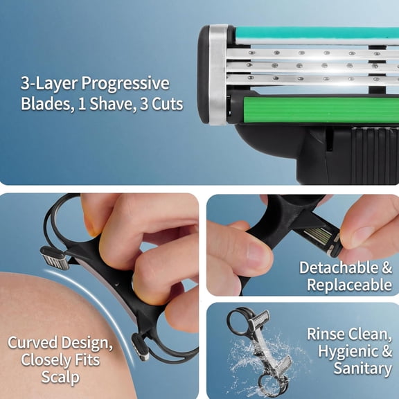 BDIUA-2026 New Version Bald Head Shaver for Men - Double Blade Ergonomic Manual Razor Kit with Spare Blades & Protective Travel Case