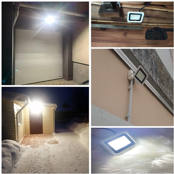 BDIUA-20W 2Pack Plug in LED Flood Light, Plug and Play Daylight LED Work Light, 4X3 inch White Shell IP68 Waterproof Outdoor Floodlights for White Wall, Eaves and Display Place