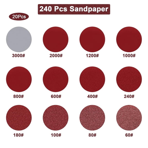 BDIUA-240+8 Pcs Sanding Discs Pad Kit, 2 Inch Die Grinder Sanding Disc Sander Attachment for Drill Sanding Attachment Rotary Sander Pads Include 60-3000 Grit