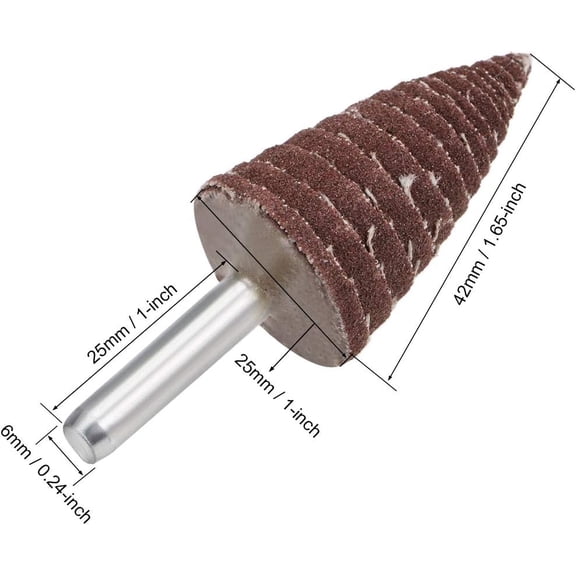 BDIUA-25mm Cone Shape Abrasive Flap Wheel 1/4" Shank for Deburring Sanding Polishing 120 Grit 5 Pcs