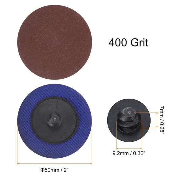 BDIUA-25pcs Quick Change Sanding Discs 2" 400 Grit R-Type Roll Lock Aluminum Oxide Conditioning Disc Sandpaper for Die Grinder Grinding Fast Cutting, Red Brown
