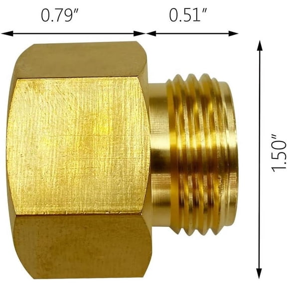 BDIUA-3/4 GHT Male x 1 NPT Female Connector, Brass Garden Hose Fitting, Adapter, Industrial Metal Brass Garden Hose to Pipe Fittings Connect (2 Pack)