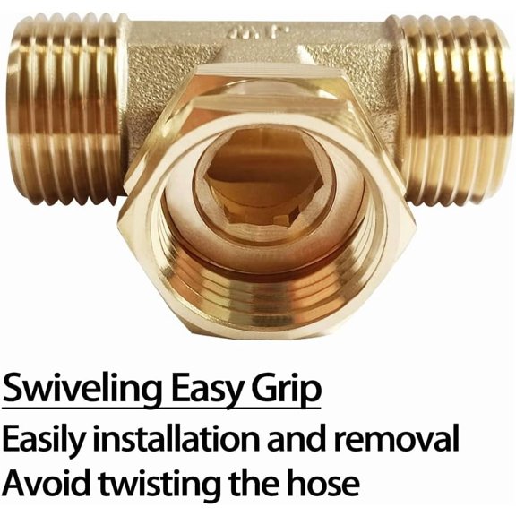 BDIUA-3/4 GHT Threaded Brass Swivel Pipe Fitting Tee T 3-Way 3/4" GHT Male 3/4" GHT Female 3/4" GHT Male Adapter