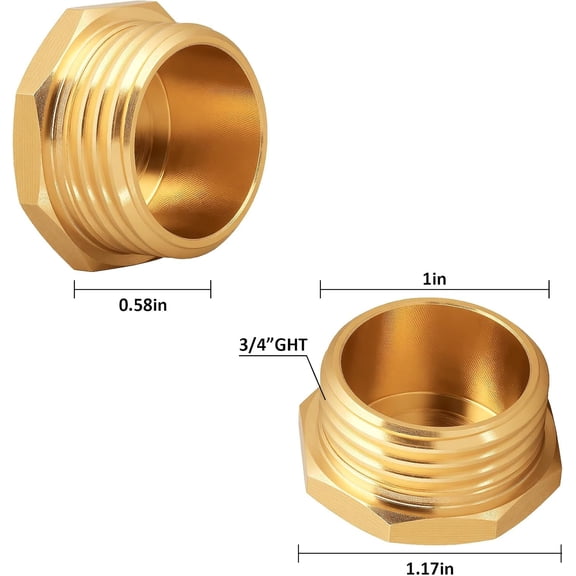 BDIUA-3/4" Garden Hose End Plug,Brass Spigot Female Blanking Stop Cap Fittings for Outdoor Faucet,Machine Radiator Valve Caps 10Pcs