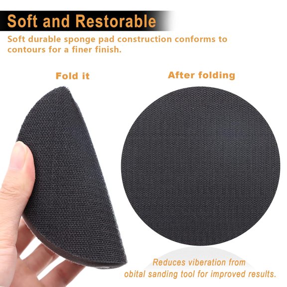 BDIUA-3 Pack Interface Pads, 5 Inch Hook and Loop Soft Density Sponge Cushion Buffer Backing Pad, Foam Sanding Interface Pads for Orbital Sander Automotive Woodworking Polishing