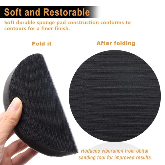 BDIUA-3 Pack Interface Pads, 6 Inch Hook and Loop Soft Density Sponge Cushion Buffer Backing Pad, Foam Sanding Interface Pads for Orbital Sander Automotive Woodworking Polishing