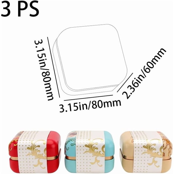 BDIUA-3 Pcs Tea Tin Canister Mini Tea Storage Box Rustproof Square Coffee Tea Sealed Box for Store Crafts Snacks Candy and Tea