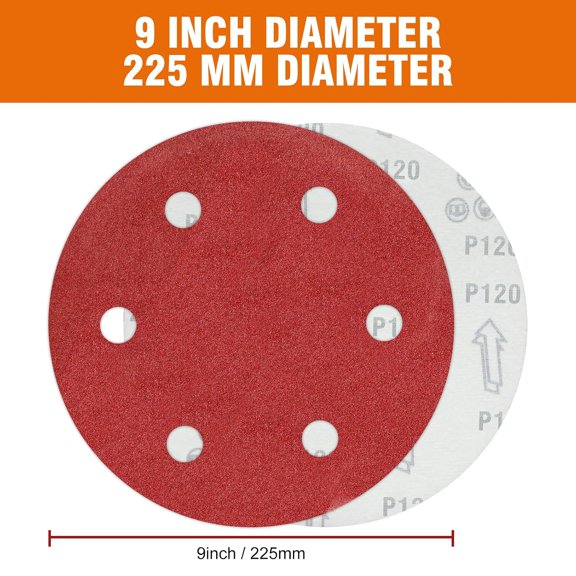 BDIUA-30 PCS 9 Inch Drywall Sanding Discs 120 Grit 6 Hole Hook and Loop Sandpaper for Drywall Sander