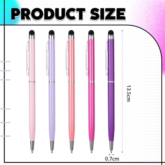 BDIUA-30 Pcs 2-in-1 Stylus Pen for Touch Screen Compatible with Android Phone Tablets Black Ink Ballpoint Pens with Stylus Tips for All Touch Screens, 6 Colors