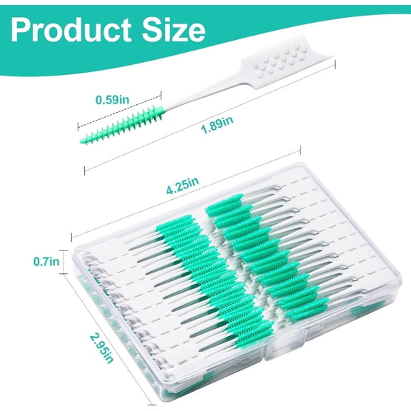 BDIUA-300 Pieces Interdental Brushes,Braces Brush with Silicone Head,Dental Tooth Flossing Toothpick Cleaners Tooth Tool, Green