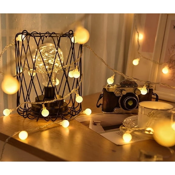 BDIUA-33ft 80 LED Globe String Lights USB Powered Warm White Fairy Lights for Bedroom, Patio, Wedding, Party & Indoor Outdoor Decor