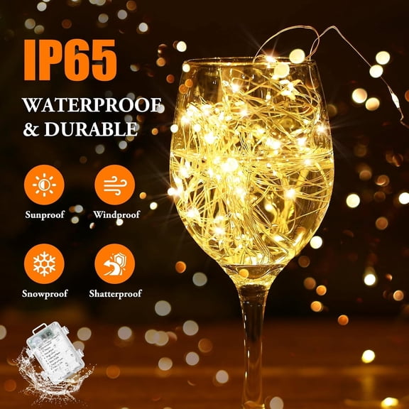 BDIUA-4-Pack 132FT 400LED Fairy Lights, Battery Operated String Lights with Timer & Remote, 8 Modes, Waterproof Twinkle Lights for Indoor Outdoor Bedroom Wedding Decor, Warm White(33FTx4)