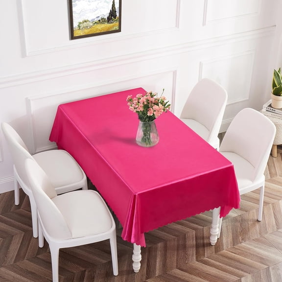 BDIUA-4 Pack Hot Pink Satin Tablecloth 54 x 54 Inches Table Cloth, Square Silky Tablecloth Smooth Table Cover Decoration for Wedding Party Holiday Dinner
