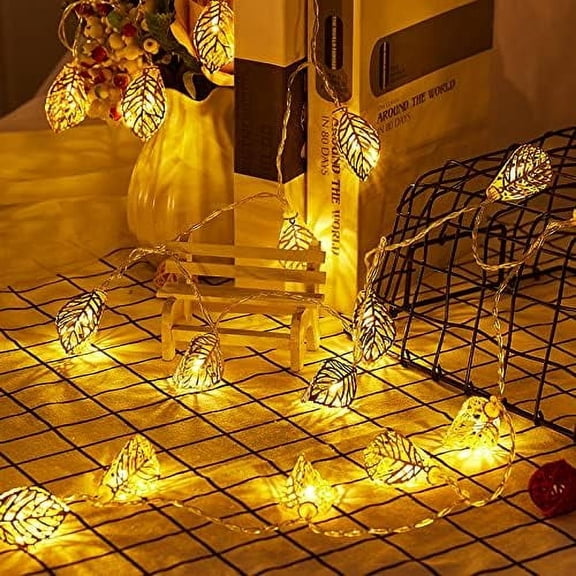 BDIUA-40 LED Leaf String Lights Battery Operated 20FT Leaf Fairy Lights for Patio Garden, Little Star String Lights for Wedding, Party, Home Decoration