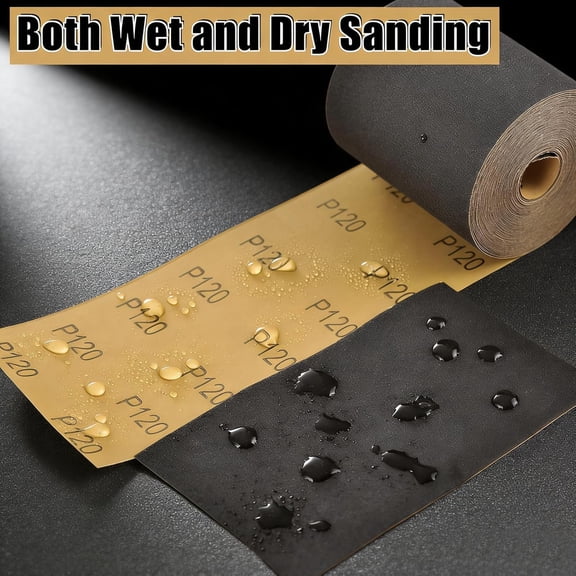 BDIUA-400 Grit Sandpaper Roll, Silicon Carbide Wet Dry Longboard Sand Paper, 3-2/3" Wide Continuous 11 Yard Long Continuous Roll, for Auto, Wood, Metal Sanding Polishing, Hand Sanding Blocks